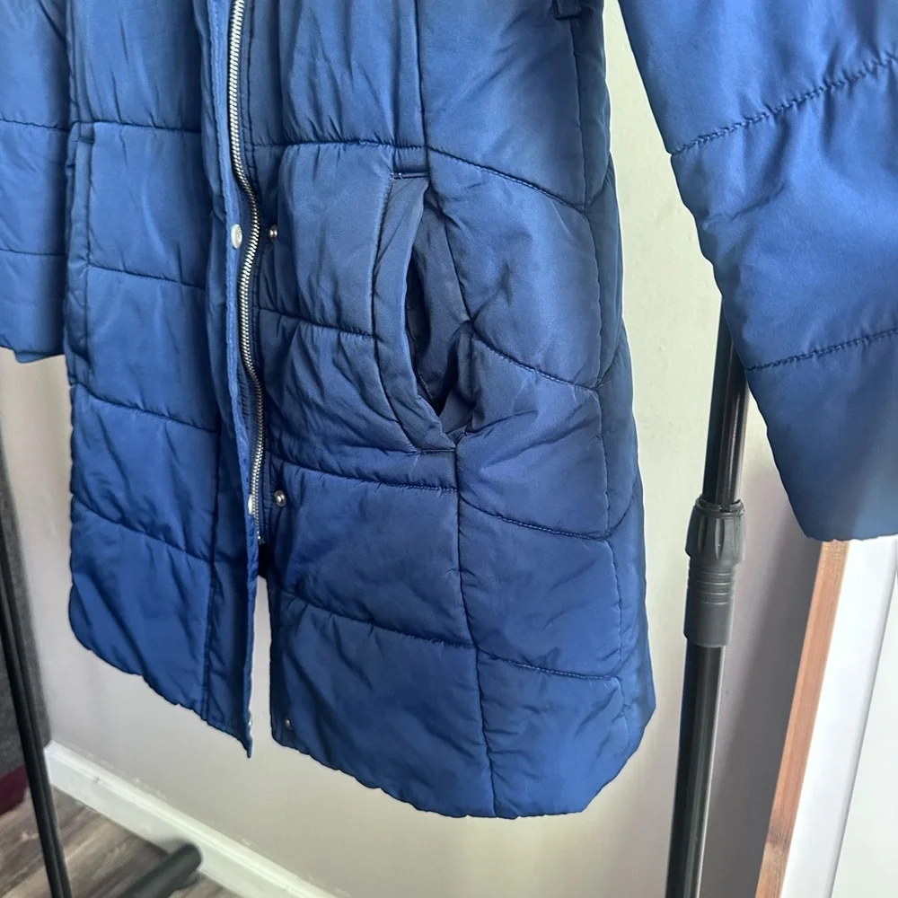 Banana Republic Women’s Down Puffer Jacket – Size XS | Blue Long Winter Coat - Picture 6 of 16